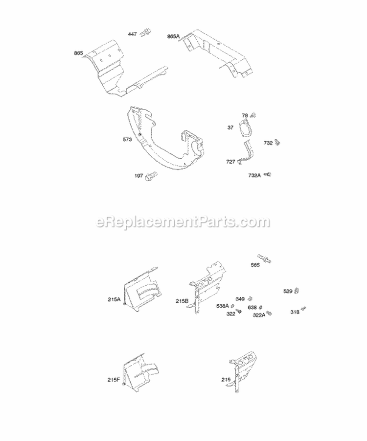 Air Guides Back Plate Diagram and Parts List for 295447-0142-E1  Briggs and Stratton Engine